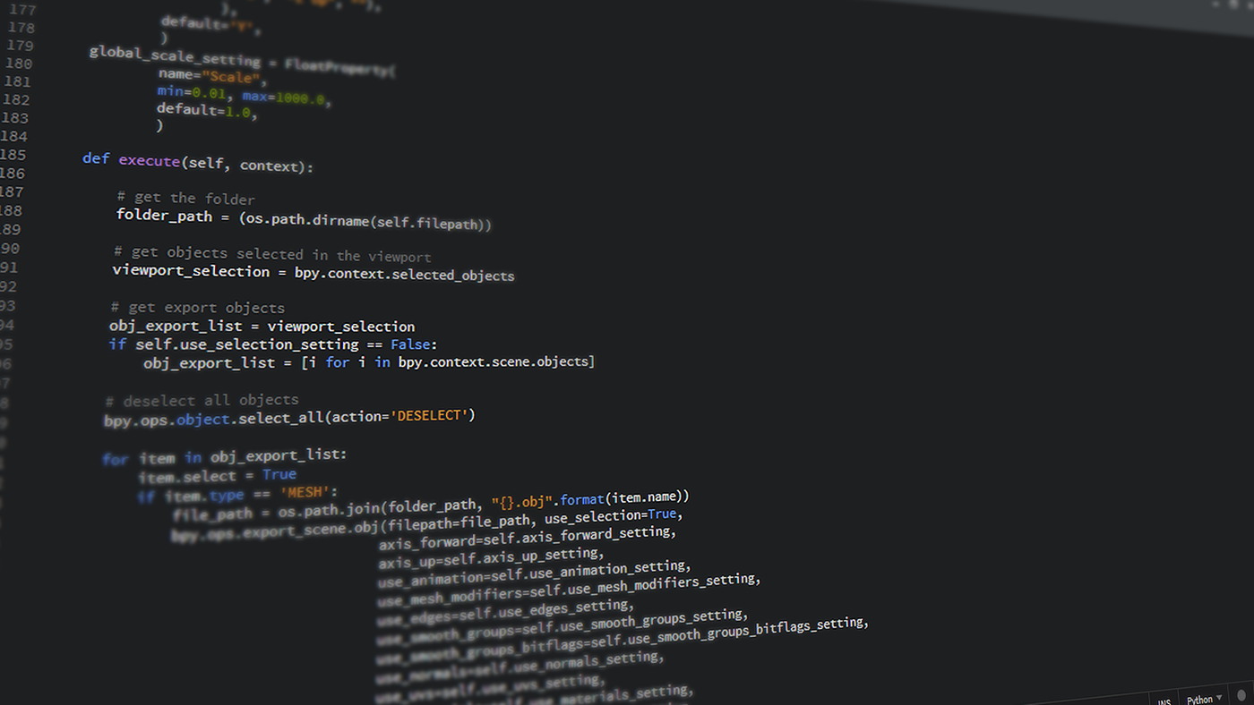 Код на языке Python на экране монитора крупным планом